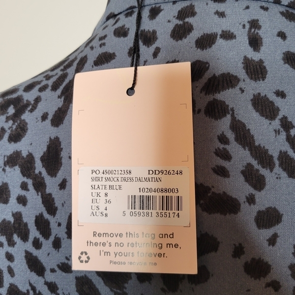 MISSGUIDED Women's Blue Dalmatian Print Shirt Dress Size EU 36 US 4 - Picture 8 of 10